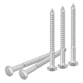 DTGN 1/4" x 3" Hex Lag Bolts - 10 Pack - for Woodworking, Furniture - 304 Stainless Steel Partial Thread Hexagon Head Lag Screws for Wood - Silver