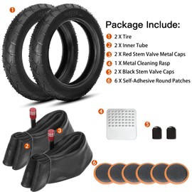 GREHUA 12.5x2.25 12 1/2 x 2 1/4 Tire & Inner Tube Kit Compatible with Razor Pocket Mod Dirt Rocket Bella Betty Hannah Montana Sweet Pea GT IZIP eZip Gas Electric Scooter Parts with Valve Stem 2 Pack
