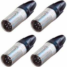 YejeySound (4 Pack) Neutrik NC5MXX 5-Pin XLR Male Cable Mount Connector, Nickel/Silver