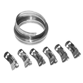 Hose Clamp Set Length 3 m Width 12.7 mm Continuous Band with Worm Thread and Strap Locks V2A Stainless Steel 7-Piece