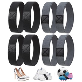4 Pairs of Shoelaces Fixing Band, Shoelaces Fixing Tape Football, High Heels Laces Ties, Elastic Band for Football Boots, for Football Boots, High Heel (Black, Grey), Black, grey
