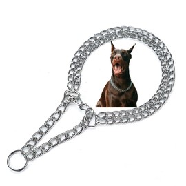Silver Dog Chain Collar for Large Dogs, Heavy Duty Metal Slip Choke Collar Martingale Collars Training Double Row Chains Choker Collar for Small Medium Large Dog, D3mm