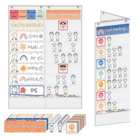 Boczif Daily Schedule Pocket Chart, Emotions Feelings Pocket Chart, Express Your Feelings Classroom Chart for Kids, Visual Schedule Chart for Classroom Office Home Preschool Activity (White)