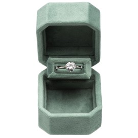 Giftop Small Velvet Single Ring Jewelry Box for Engagement Proposal Wedding (Sage Green)