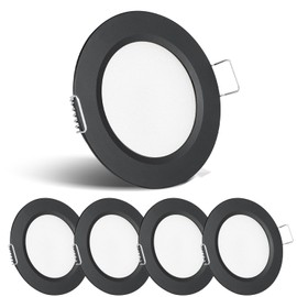 acegoo RV Recessed Ceiling Light 2-3/4” 12V Dimmable LED Puck Light for Campervan Truck Caravan Boat Roof Under Cabinet Lighting, Flush Mount Cutout 2-1/4" (Black,Cool White) 4 Pack