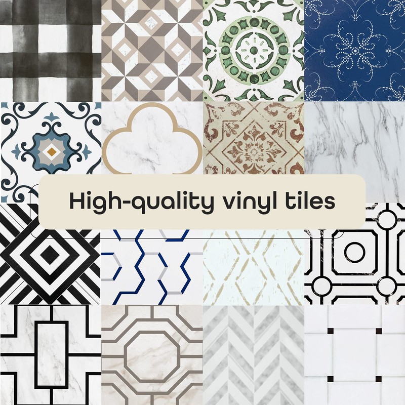 Retro Self Adhesive 12-Inch Vinyl Floor Tiles, 20 Tiles -