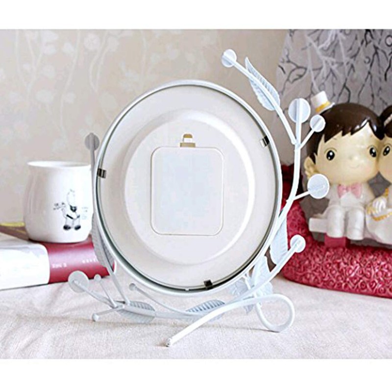 SWEET HOME Small White Table Top Clock Iron Rustic Home