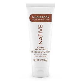 Native Native Whole Body Deodorant Cream Contains Naturally Derived Ingredients, Deodorant for Women & Men | 72 Hour Odor Protection, Aluminum Free with Coconut Oil and Shea Butter | Coconut & Vanilla