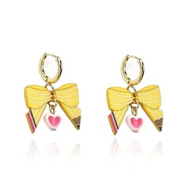 Teacher Bow Earrings for Women Pencil Graduation Dangle Earrings Last Day of School Jewelry Teacher Appreciation Gifts from Student