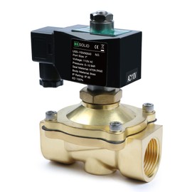 U.S. Solid 3/4" Brass Solenoid Valve -110V 120V AC, Normally Open, 145 PSI Electric Valve for Water, Air, Diesel