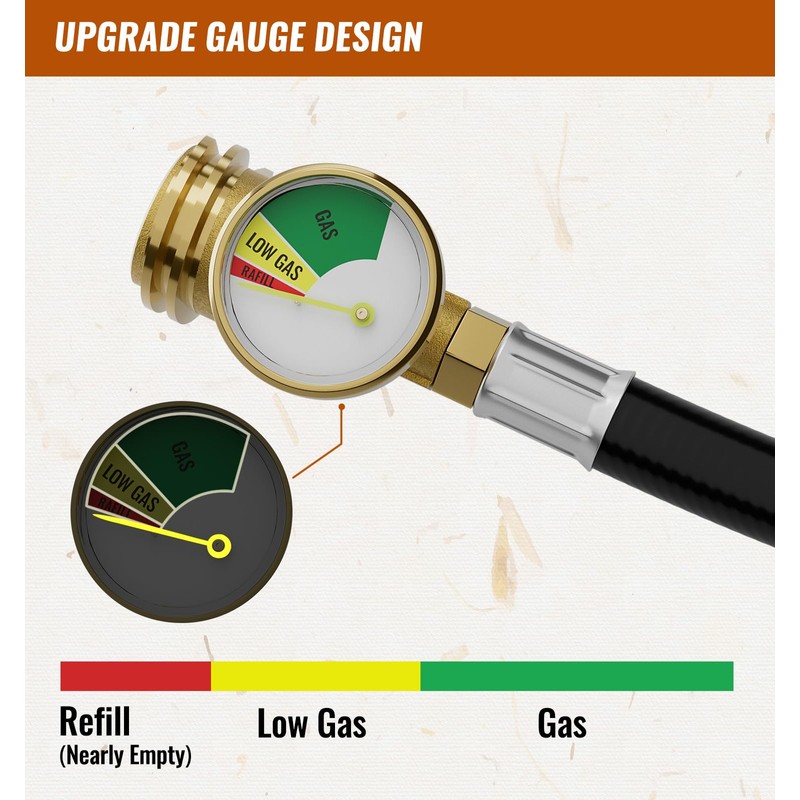 CALPOSE 12 FT Propane Extension Hose with Gauge, Propane Hose