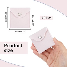 nbeads Pack of 20 Velvet Jewellery Bags with Press Stud, Misty Rose Velvet Jewellery Storage Bags, Luxury Gift Bag for Candy Gift and Jewellery Necklace, Bracelet Packaging, 5.8 x 5.9 cm