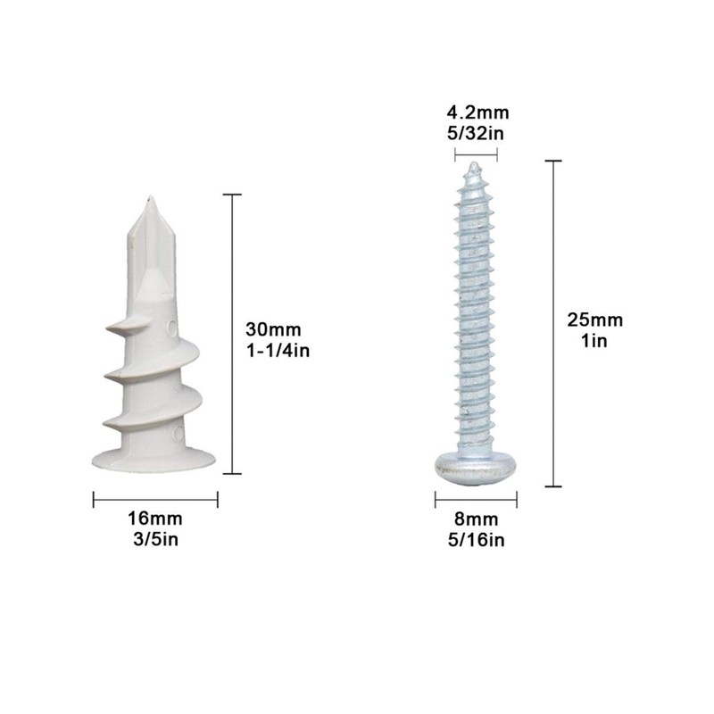 Self Drilling Drywall Plastic Anchors with Screws, Expansion Screws 100