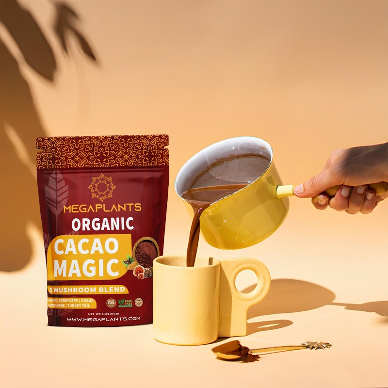 MegaPlants Cacao Magic (50 Servings) | Superfood 5 Mushroom Blend