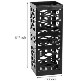 ZENFUN Metal Umbrella Holder, Umbrella Stand for Entryway, Square Umbrella Organizer, Umbrella Rack Storage Bin Freestanding for Home, Office, Hotel, Black, 5.9 x 5.9 x 15.7 Inches
