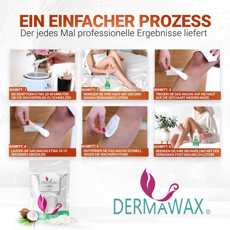 Dermawax 400g Coconut Wax Beads - Hypoallergenic Multidirectional Hot Wax