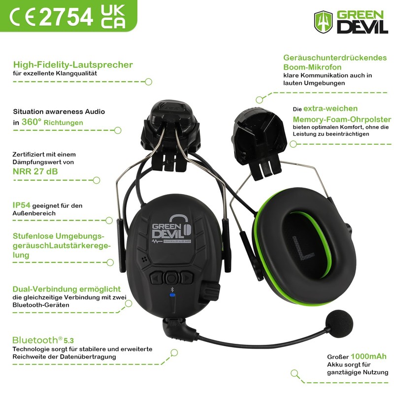 GREEN DEVIL Shield LD Active Hearing Protection - Electronic Hearing