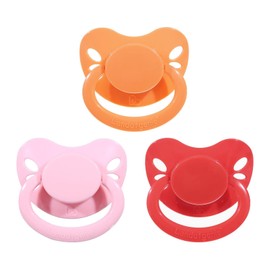 Landofgenie Adult Size Dummy Large Teat Shield Dummy Pack of 3 Red + Orange + Pink Butterfly Shape