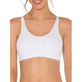 Fruit of the Loom - Pack de 3 sujetadores deportivos fruncidos en la parte delantera para mujer, rosa neón jaspeado/blanco/gris jaspeado, 38