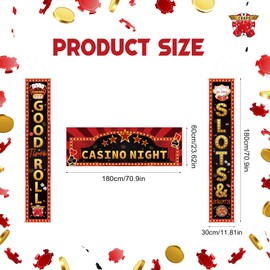 uyakhom 9 Pcs Casino Night Porch Banner Welcome Casino Theme Party Decorations Gold Red Black Dice Star for Poker Vegas Game Night Birthday Background Party Decor