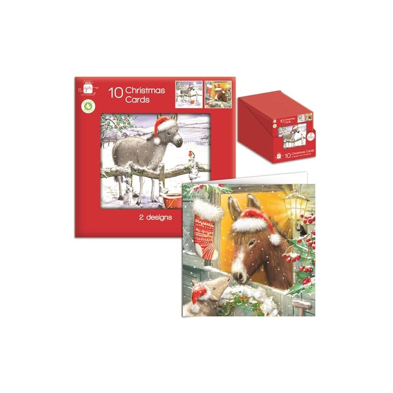 Tom Smith Giftmaker Pack 10 Square Christmas Cards 2 Festive
