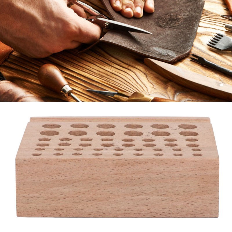 Leather Tool Holder 46 Holes Beech Wood Professional Leather Tool