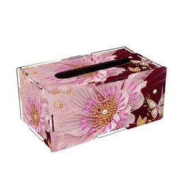 ARTopet Paper Towel Box DIY Diamond Art Painting Rectangular Wooden Assembly Paper Disposable Tissue Handtowel Box Storage Rack Multi Purpose Organizing for Bathroom Home Office-Flower05