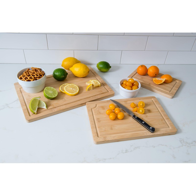 Lipper International Bamboo Wood Cutting Boards with Built-In Juice Grooves