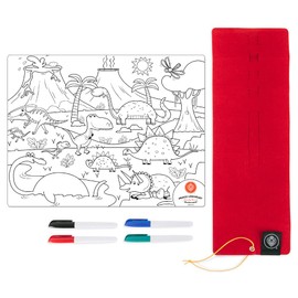 Prince Lionheart Reusable Silicone Placemat & Dry Erase Markers, Dino