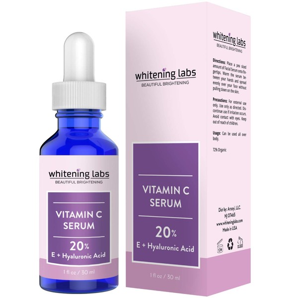 Vitamin C Serum for Face with Hyaluronic Acid Vitamin E 20 Percent. Facial Anti Aging Serum 1 FL OZ