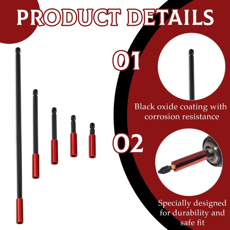 5 Pcs Magnetic Bit Holder for Impact Driver, 1/4" Hex