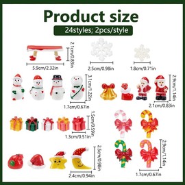 PLIGREAT 48 Pcs Mini Christmas Figurines, Miniature Resin Snowman Ornaments Santa Claus Snowflake Ornament Xmas Tree Decoration for DIY Christmas Fairy Garden Winter Party Indoor Decor