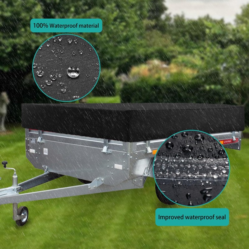 VWACBOAW Utility Trailer Cover, Waterproof Dust Heavy Duty Dump Trailer