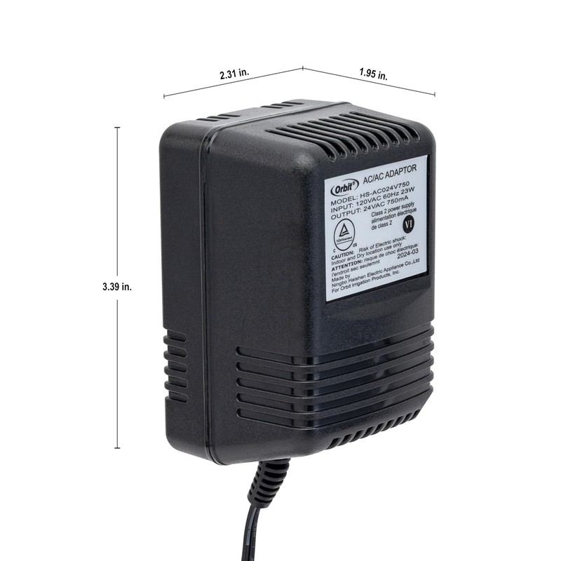 Orbit 57040 24V 750mA Transformer for Indoor Sprinkler Controllers