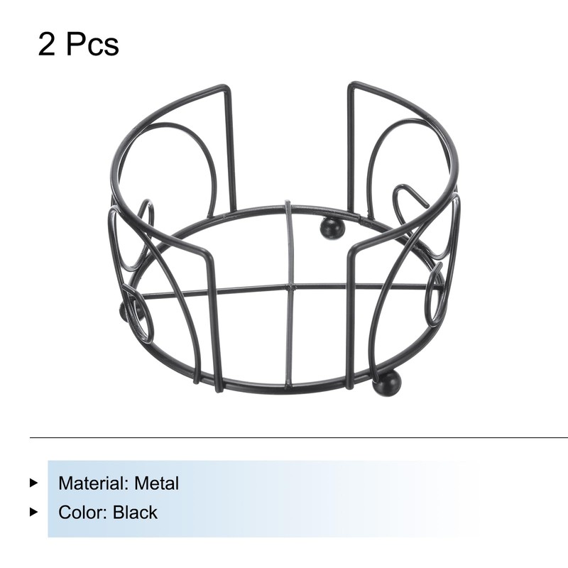 sourcing map 2Pcs Vintage Coaster Holder Black Metal Coaster Holders