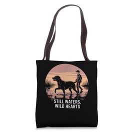 Local Boy Black Lab Marsh Scene Sunset Vintage Country Tote Bag