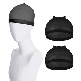 EKIND HD Wig Cap for Women Invisible Stretchy Breathable Wig Net for Front Wigs Bald Soft Elastic Stocking Mesh Head Cover (2 Pack Black)