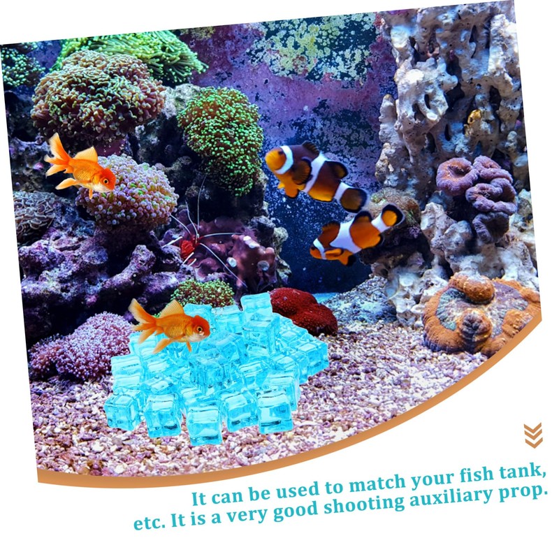 Totority Decorative Ice Cubes 50pcs Square Crystal Fish Tank Decor