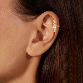 Ear Cuff for Women Fake Piercing Ear Cuff Earrings 14K Gold Clip Ear Cuff Silver Gold Ear Cuffs Fake Helix Cartilage Earrings Without Ear Hole Golden Earrings Women