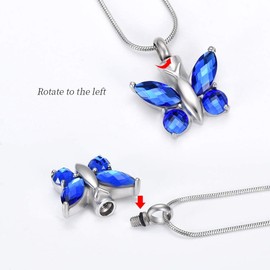 Butterfly Cremation Jewellery for Ashes Pendant - Butterfly Urn Necklace with Mini Keepsake Urn Memorial Ash Jewellery, Stainless Steel, No Gemstone