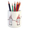 Lunarable Gnome Pencil Pen Holder, Cartoon Style with Long Striped
