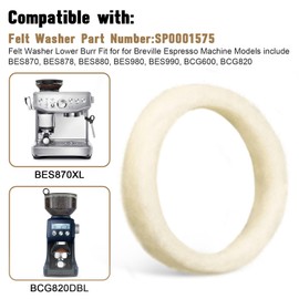 Felt Washer Replacement for Breville Espresso Machine Grinders BES870, BES878, BES880, BES980, BES990, BCG600, BCG820, Used to Clean Espresso Coffee Machines Grinder Wool Ring Accessories Parts