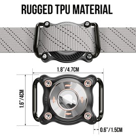 Onetigris Airtag Dog Collar Holder Compatible with Airtag Durable TPU Waterproof Dustproof Sealed Design with Removable Metal Ring Fits Various Collar Airtag Holder for Dog Collar Protection(White)