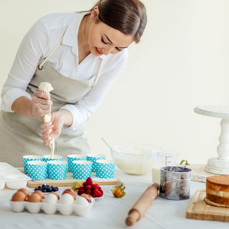 sourcing map 50 Set Cupcake Liners with Dome Lids, Muffins