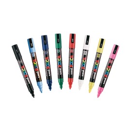 Posca Acrylic Paint Marker Set, 8 Colors with Medium Size Tips, PC5M8C, Multicolor