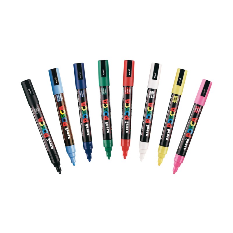 Posca Acrylic Paint Marker Set, 8 Colors with Medium Size