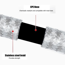 Universal 8AN Fuel Line CPE Fuel Hose 6m/20FT Transmission Oil Cooler Lines Nylon Stainless Steel Braided AN8 Fuel Line Hose for Car/Truck/ATV