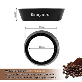 Bamynoir 58mm Magnetic dosing Funnel Compatible with 58mm protafilter,Espresso Coffee Dosing Ring - 20mm Anodized with 8 Neodymium(Black)