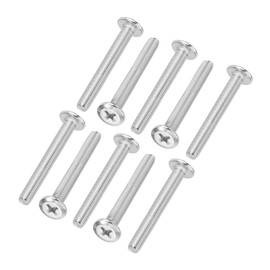 PATIKIL Round Head Phillips Screws, 8 Pack M5-0.8 x 40mm 304 Stainless Steel 18-8 Full Thread, Machine Screw Furniture Screw Connector Bolts
