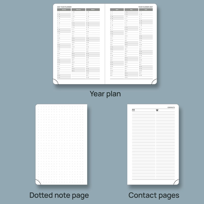 POPRUN A6 Day to Page Diary 2026 Soft Cover Pocket
